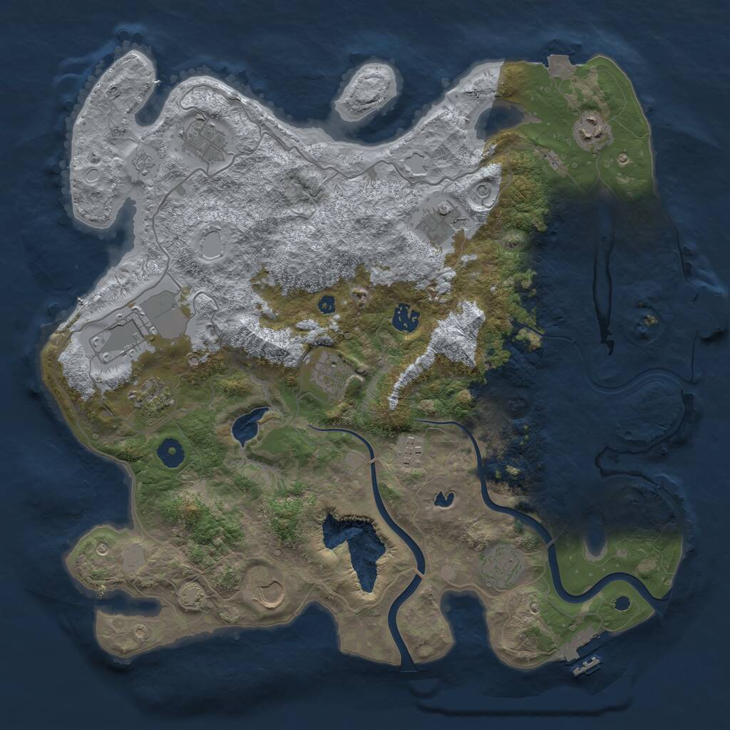 Rust Map: Procedural Map, Size: 4000, Seed: 68504382, 16 Monuments