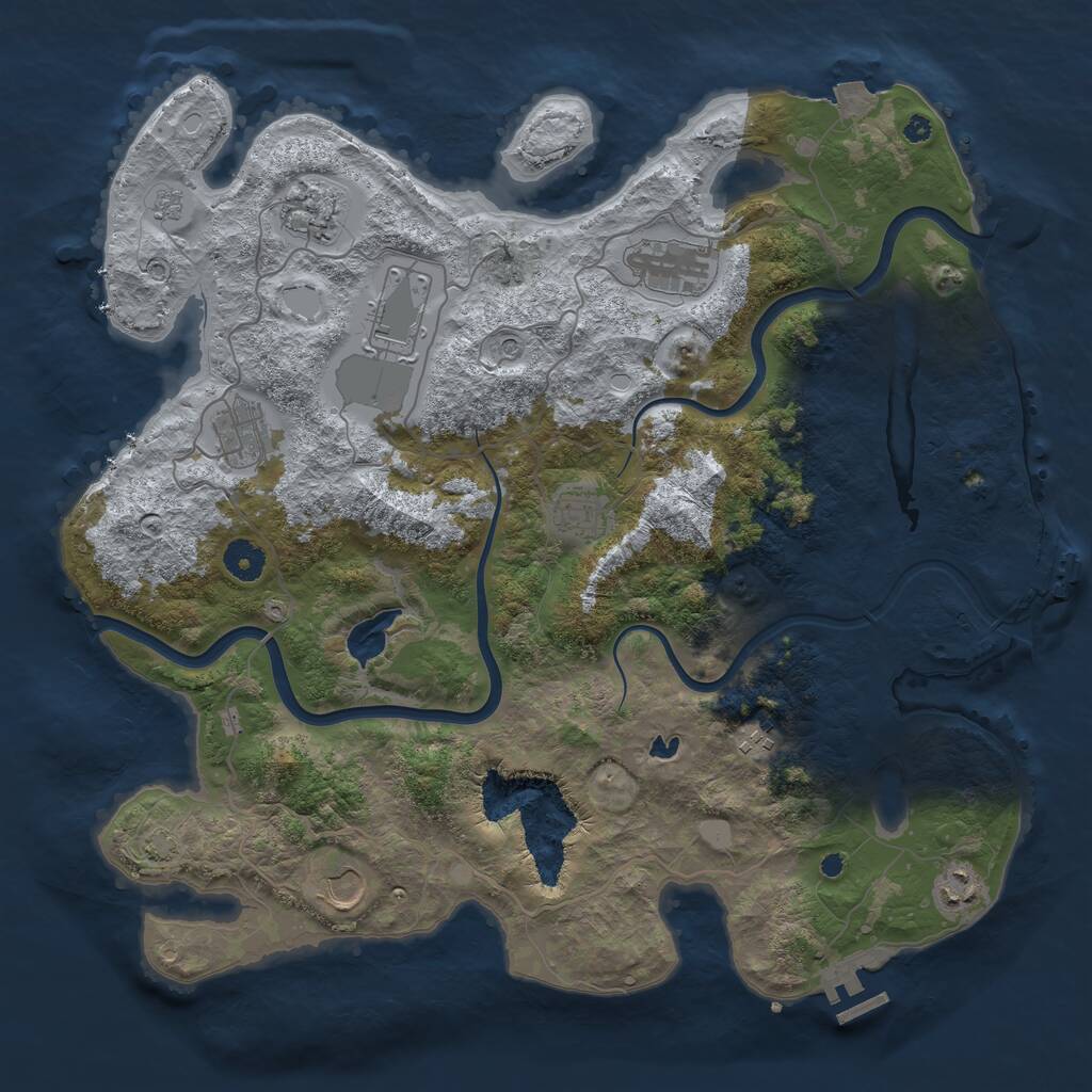 Rust Map: Procedural Map, Size: 4000, Seed: 68504382, 14 Monuments