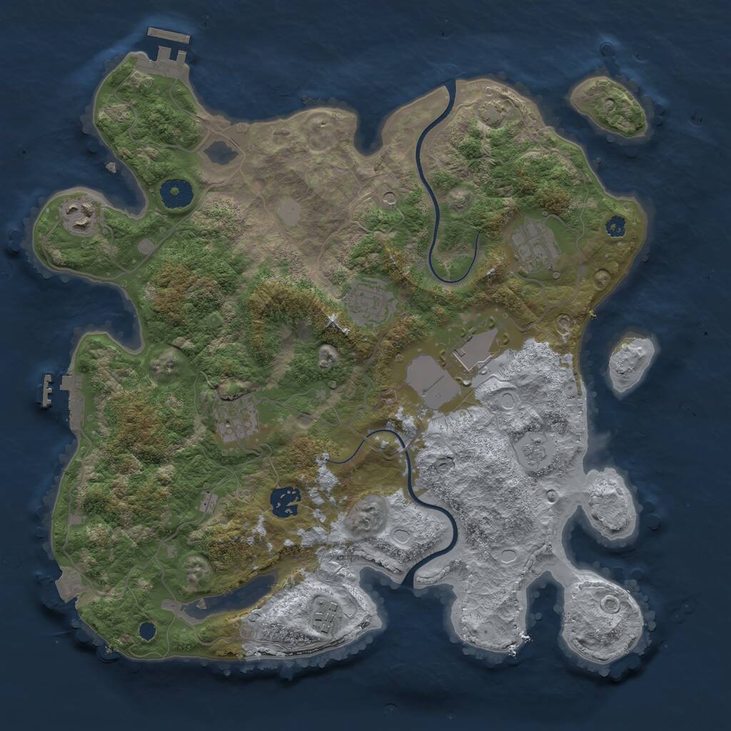 Rust Map: Procedural Map, Size: 3500, Seed: 122132814, 13 Monuments