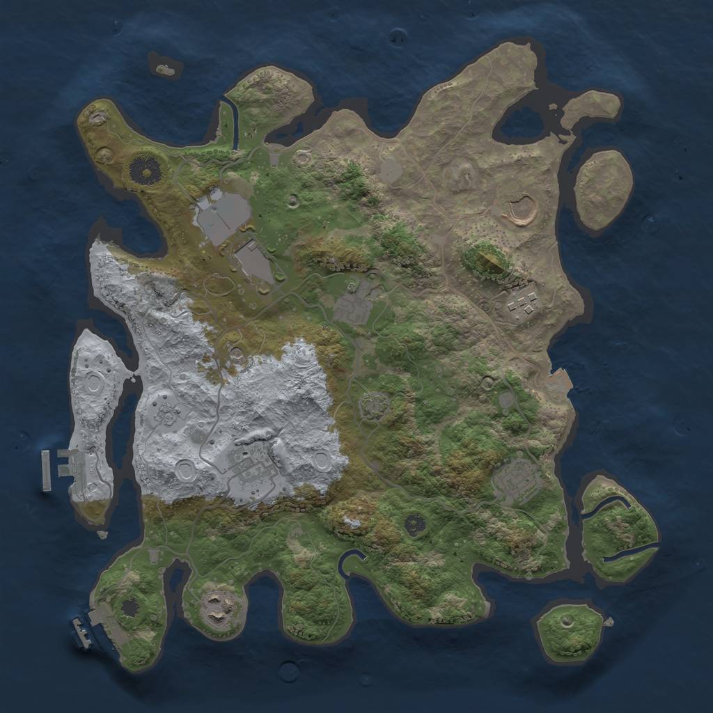 Rust Map: Procedural Map, Size: 3500, Seed: 740826474, 15 Monuments