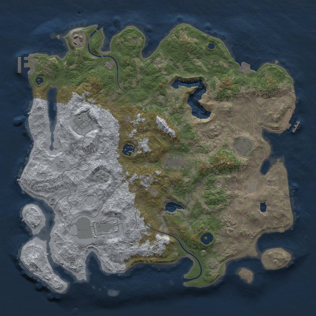 Rust Map: Procedural Map, Size: 4000, Seed: 81129663, 14 Monuments