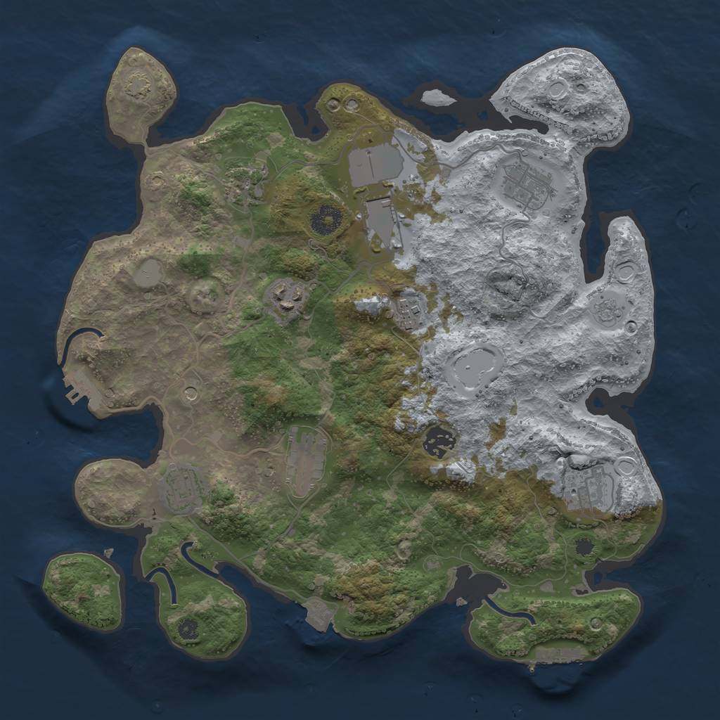 Rust Map: Procedural Map, Size: 3500, Seed: 865586680, 17 Monuments