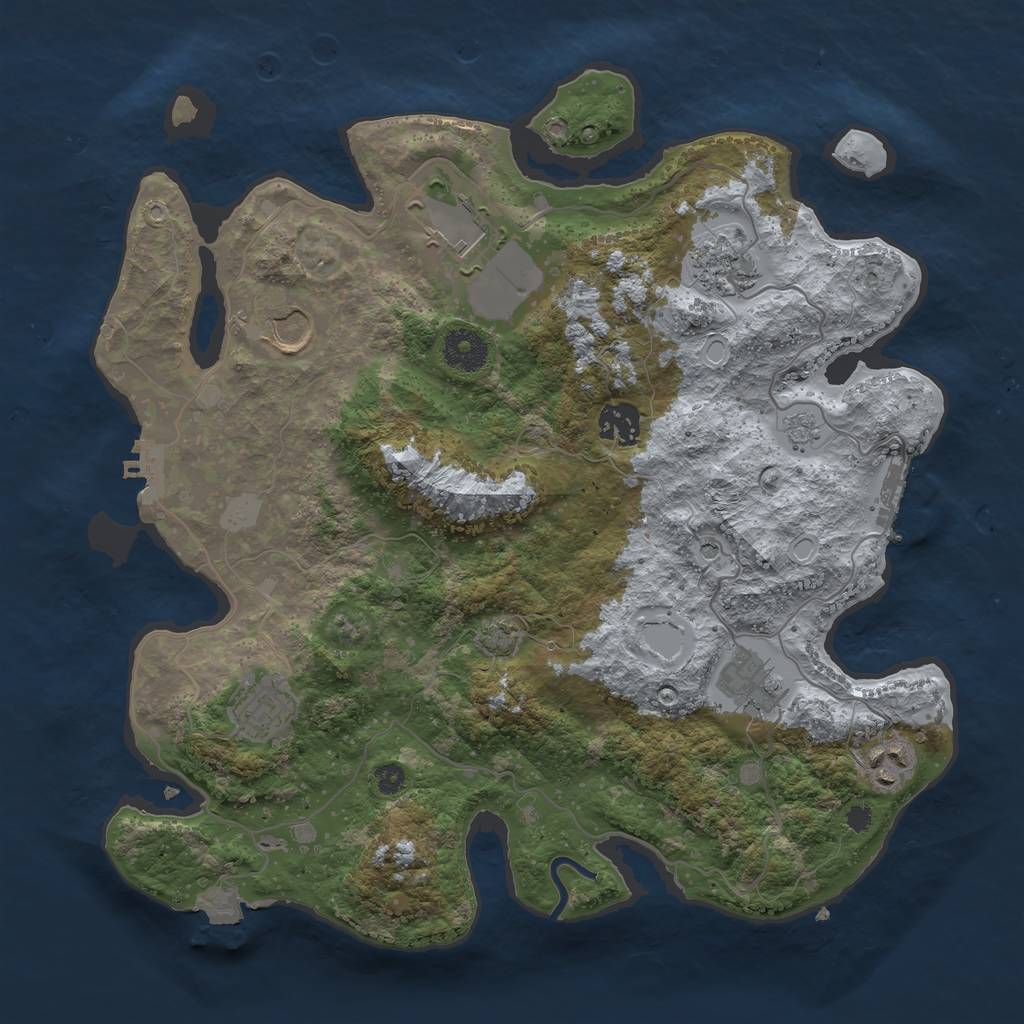 Rust Map: Procedural Map, Size: 3500, Seed: 1005193865, 15 Monuments