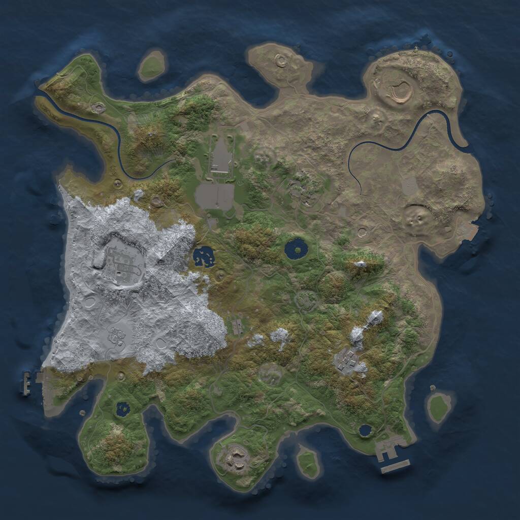 Rust Map: Procedural Map, Size: 3550, Seed: 54987286, 13 Monuments