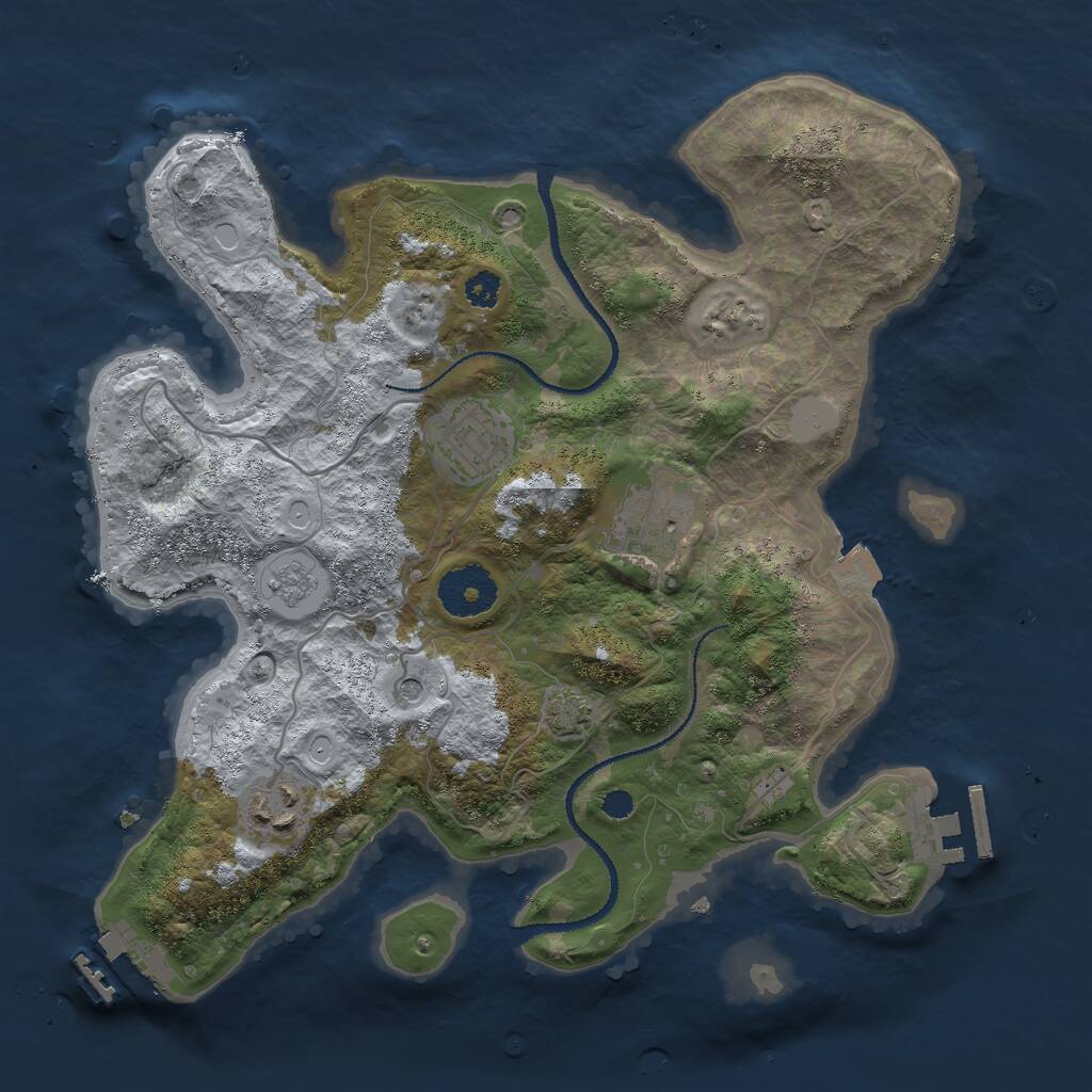 Rust Map: Procedural Map, Size: 3000, Seed: 58321, 9 Monuments