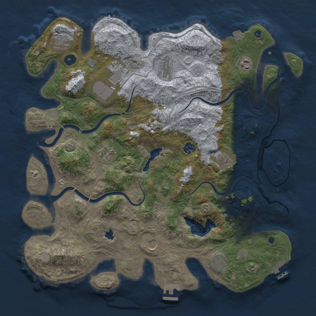 Rust Map: Procedural Map, Size: 4250, Seed: 675210688, 16 Monuments