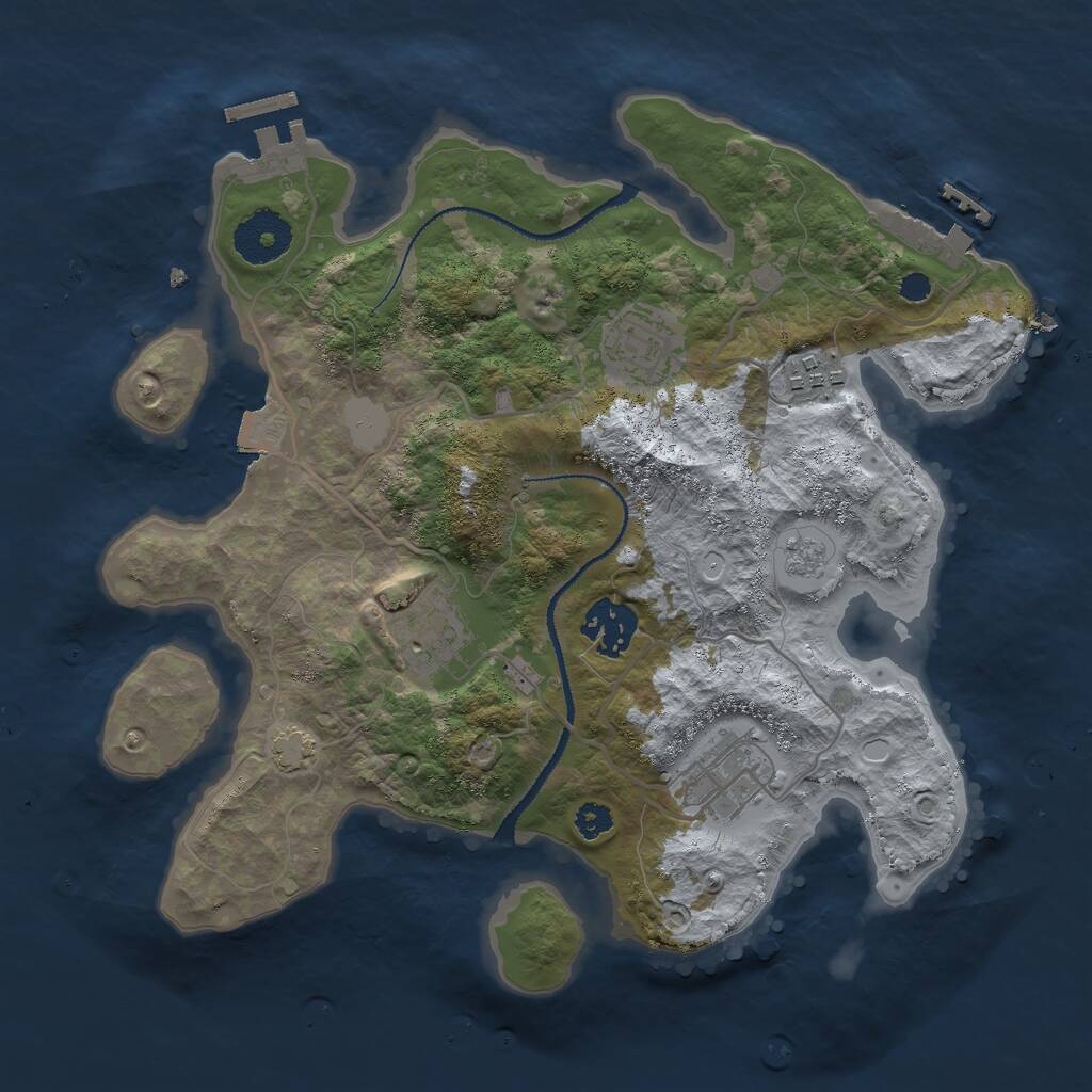 Rust Map: Procedural Map, Size: 3000, Seed: 21113374, 10 Monuments