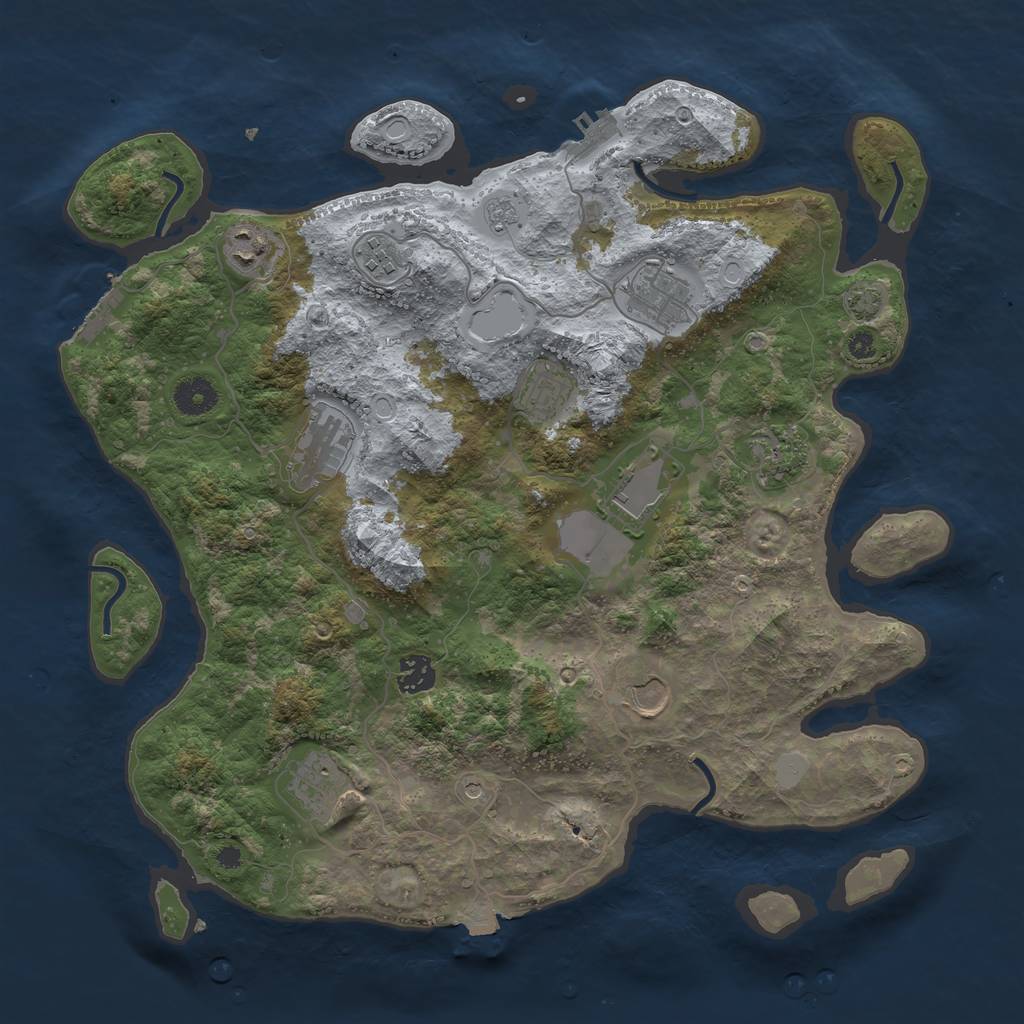 Rust Map: Procedural Map, Size: 3850, Seed: 43856003, 18 Monuments