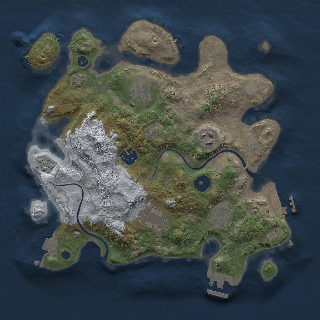 Rust Map: Procedural Map, Size: 3000, Seed: 1664434523, 10 Monuments