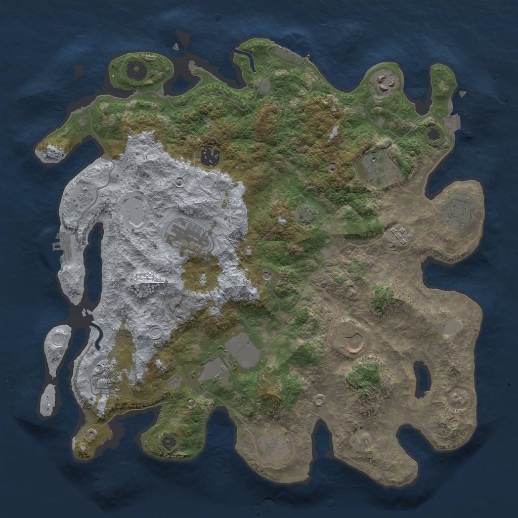 Rust Map: Procedural Map, Size: 3850, Seed: 26274519, 18 Monuments