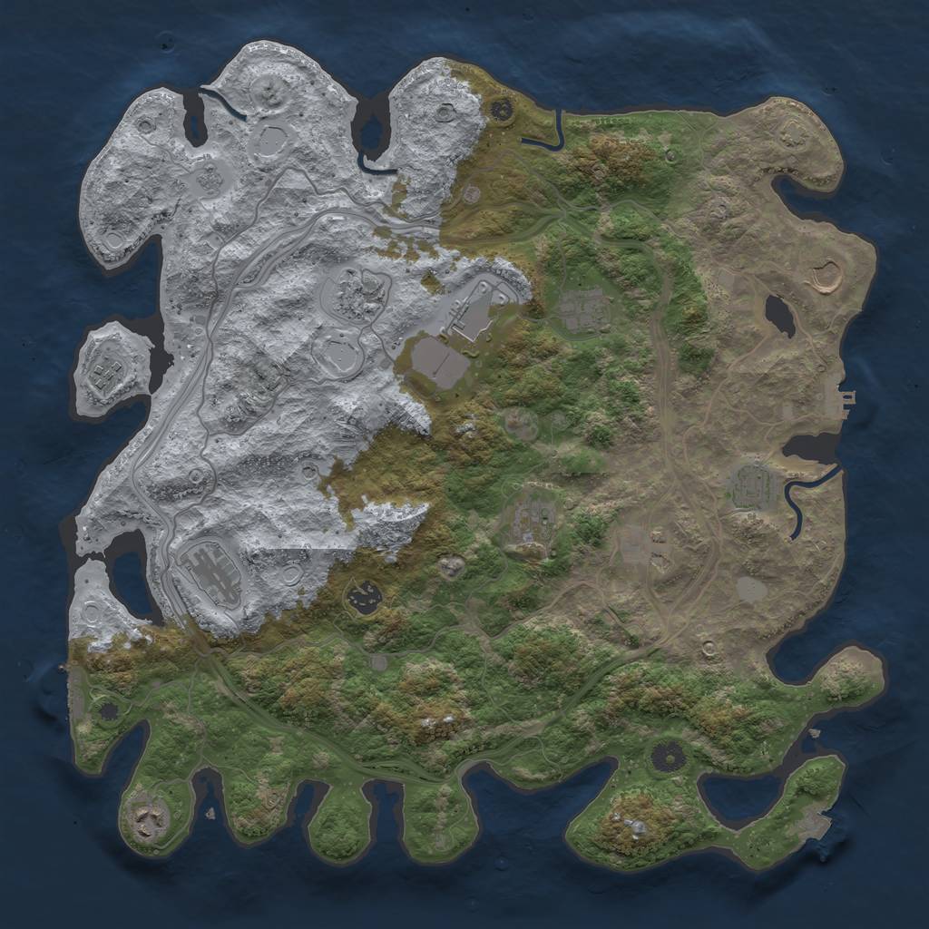 Rust Map: Procedural Map, Size: 4300, Seed: 702231678, 19 Monuments