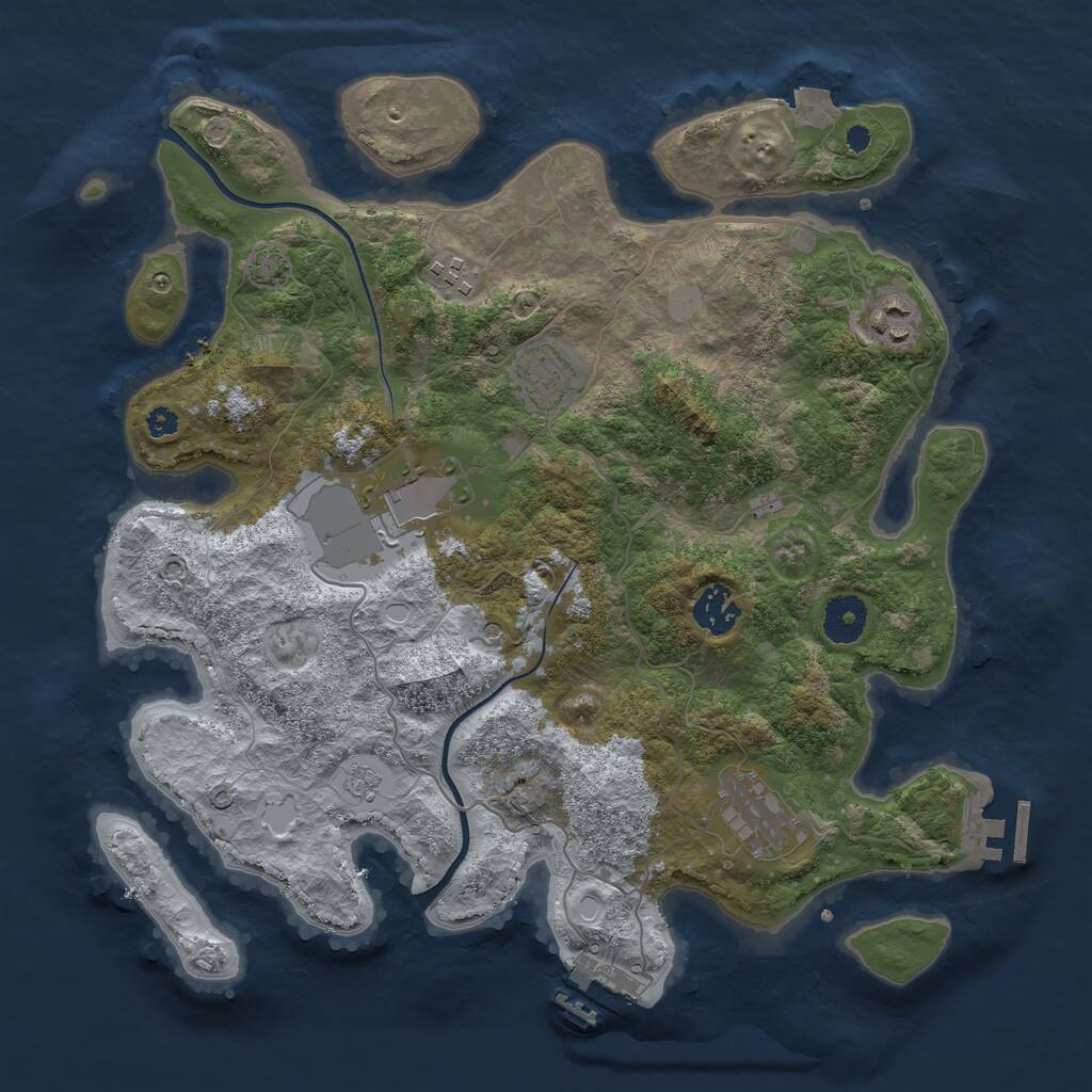 Rust Map: Procedural Map, Size: 3550, Seed: 76479065, 12 Monuments