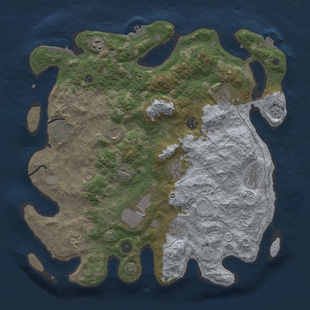 Rust Map: Procedural Map, Size: 4000, Seed: 94676198, 19 Monuments