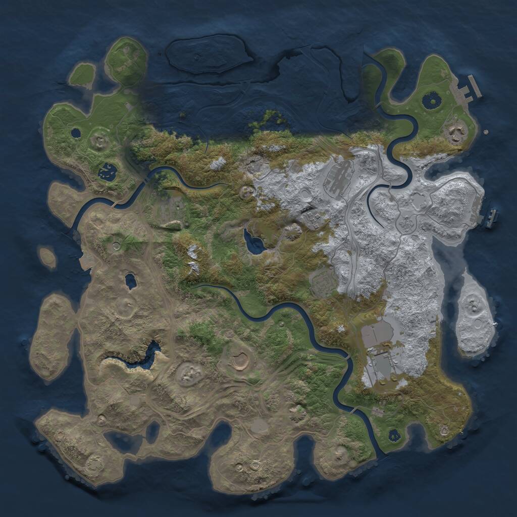 Rust Map: Procedural Map, Size: 4300, Seed: 76644191, 14 Monuments