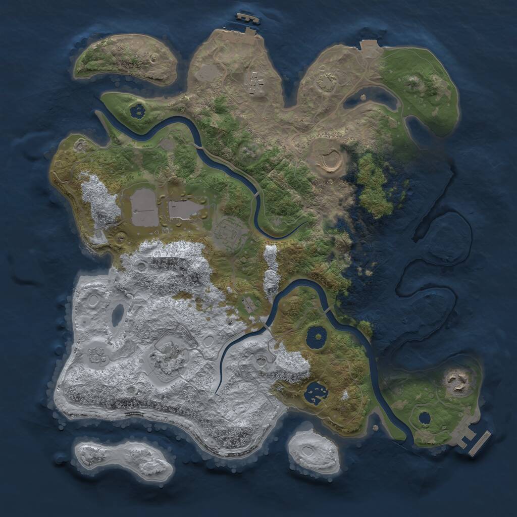 Rust Map: Procedural Map, Size: 3500, Seed: 2578547, 13 Monuments