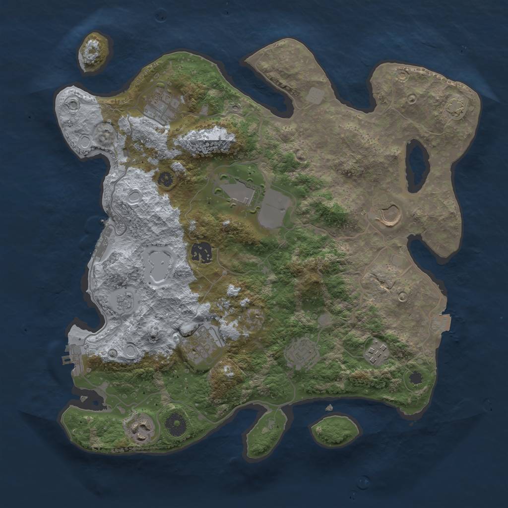 Rust Map: Procedural Map, Size: 3500, Seed: 2058326049, 15 Monuments