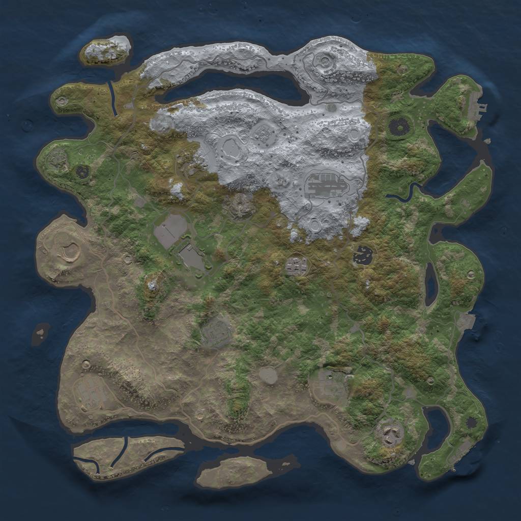Rust Map: Procedural Map, Size: 4000, Seed: 1719385751, 18 Monuments