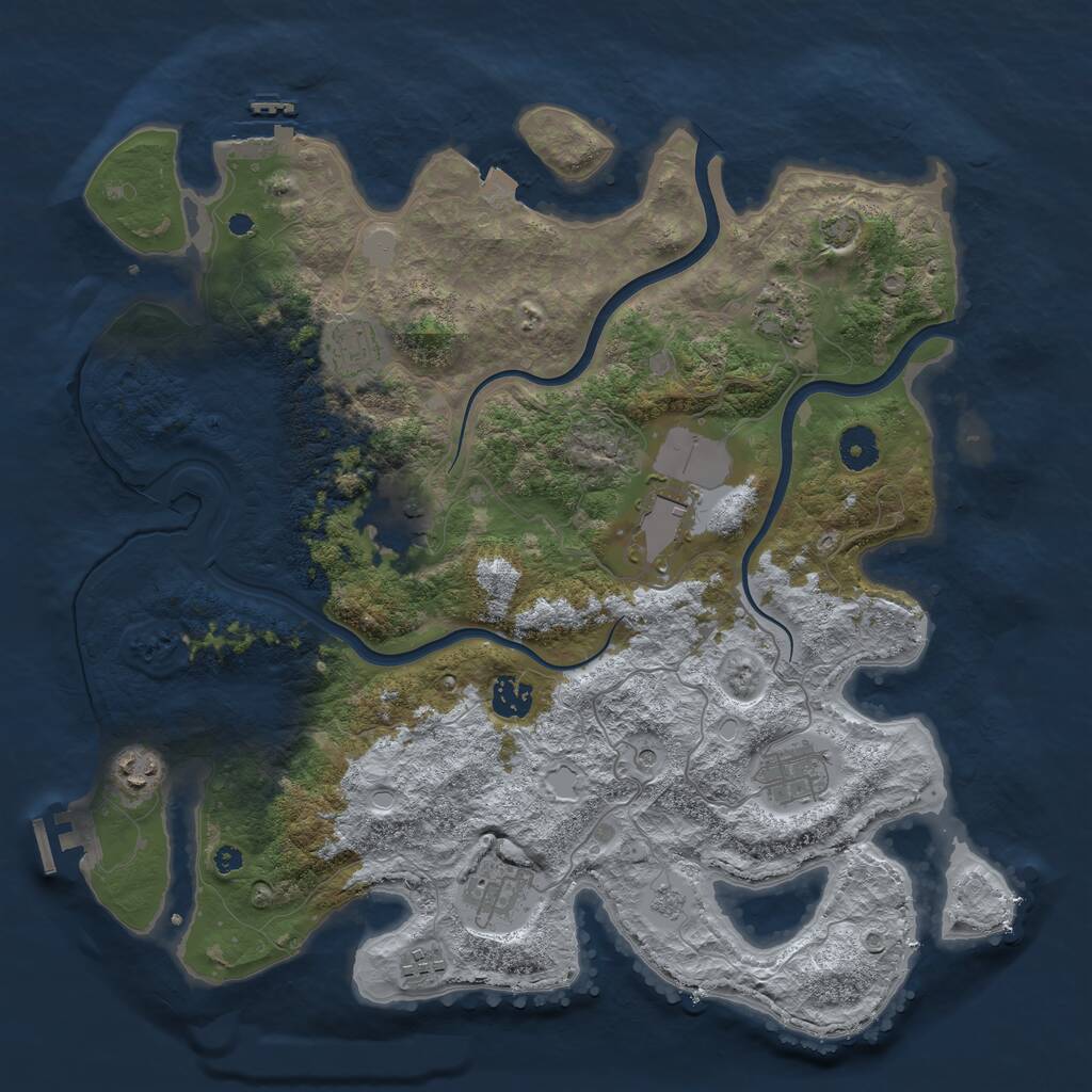 Rust Map: Procedural Map, Size: 3900, Seed: 2616189, 15 Monuments