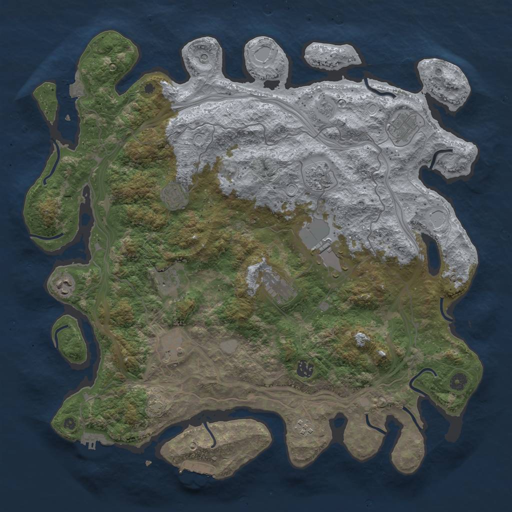 Rust Map: Procedural Map, Size: 4400, Seed: 47648219, 18 Monuments