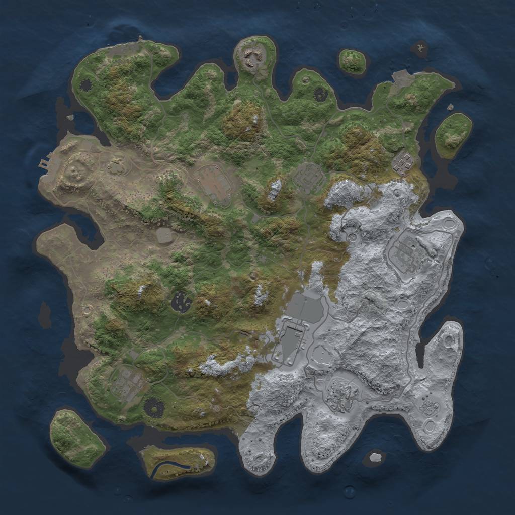 Rust Map: Procedural Map, Size: 3750, Seed: 65258401, 17 Monuments