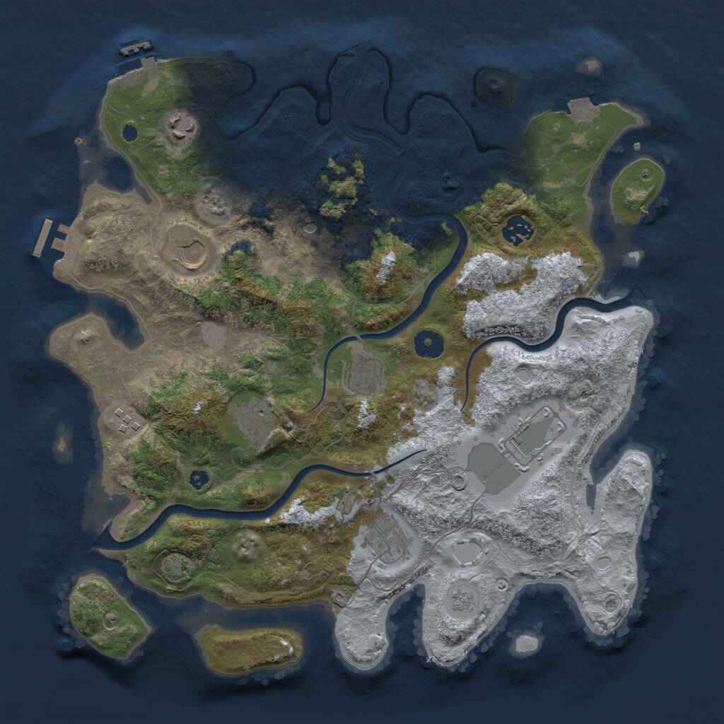 Rust Map: Procedural Map, Size: 3750, Seed: 65258401, 14 Monuments