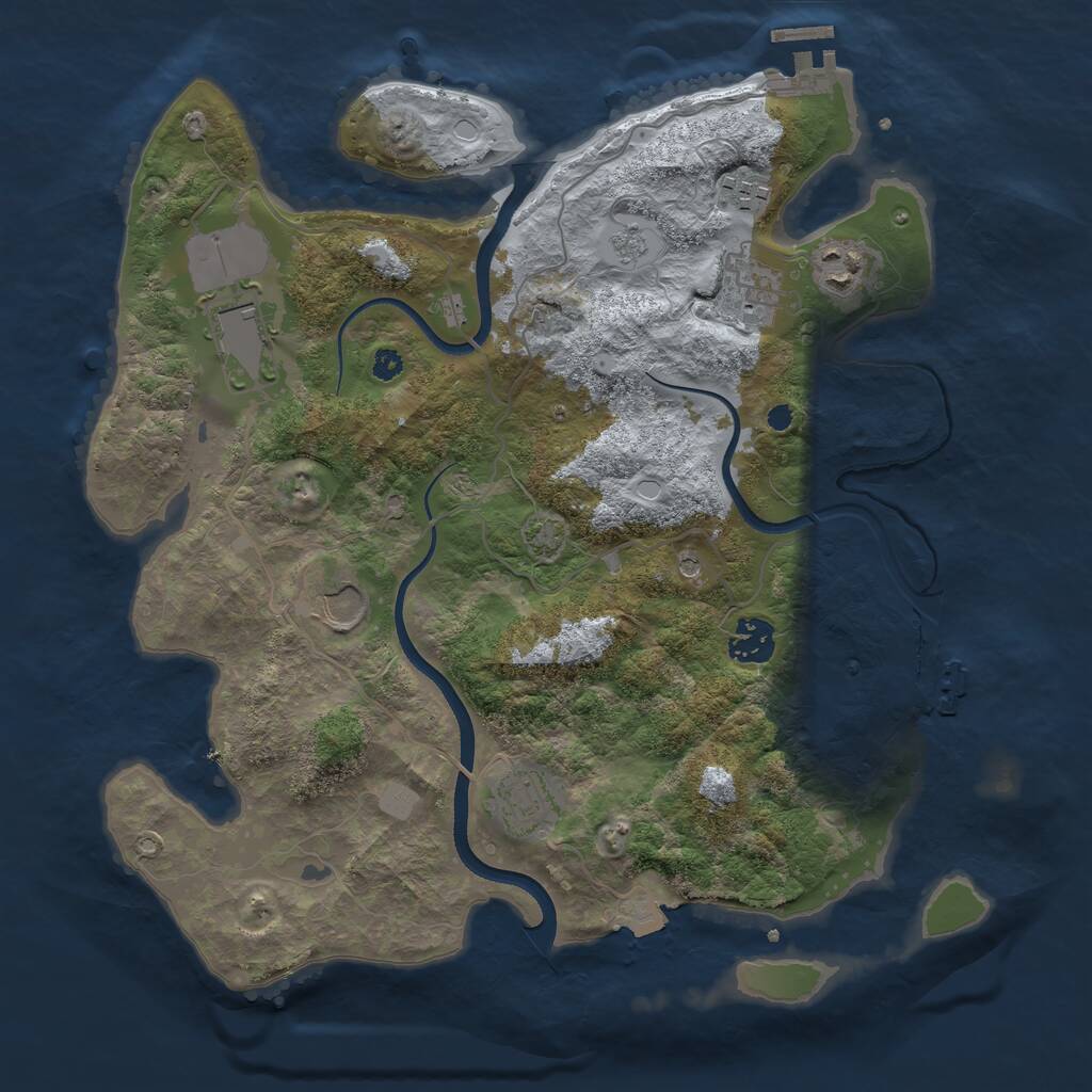 Rust Map: Procedural Map, Size: 3500, Seed: 77416683, 13 Monuments
