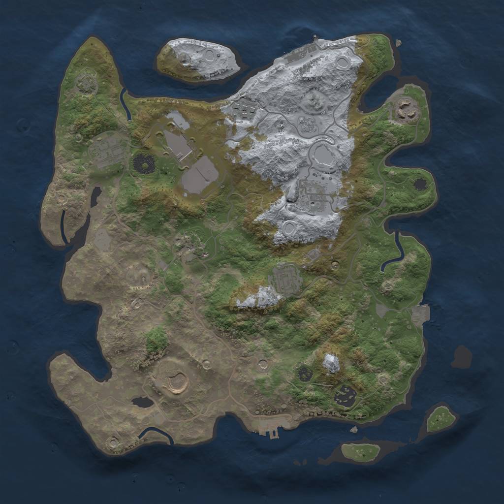 Rust Map: Procedural Map, Size: 3500, Seed: 77416683, 17 Monuments