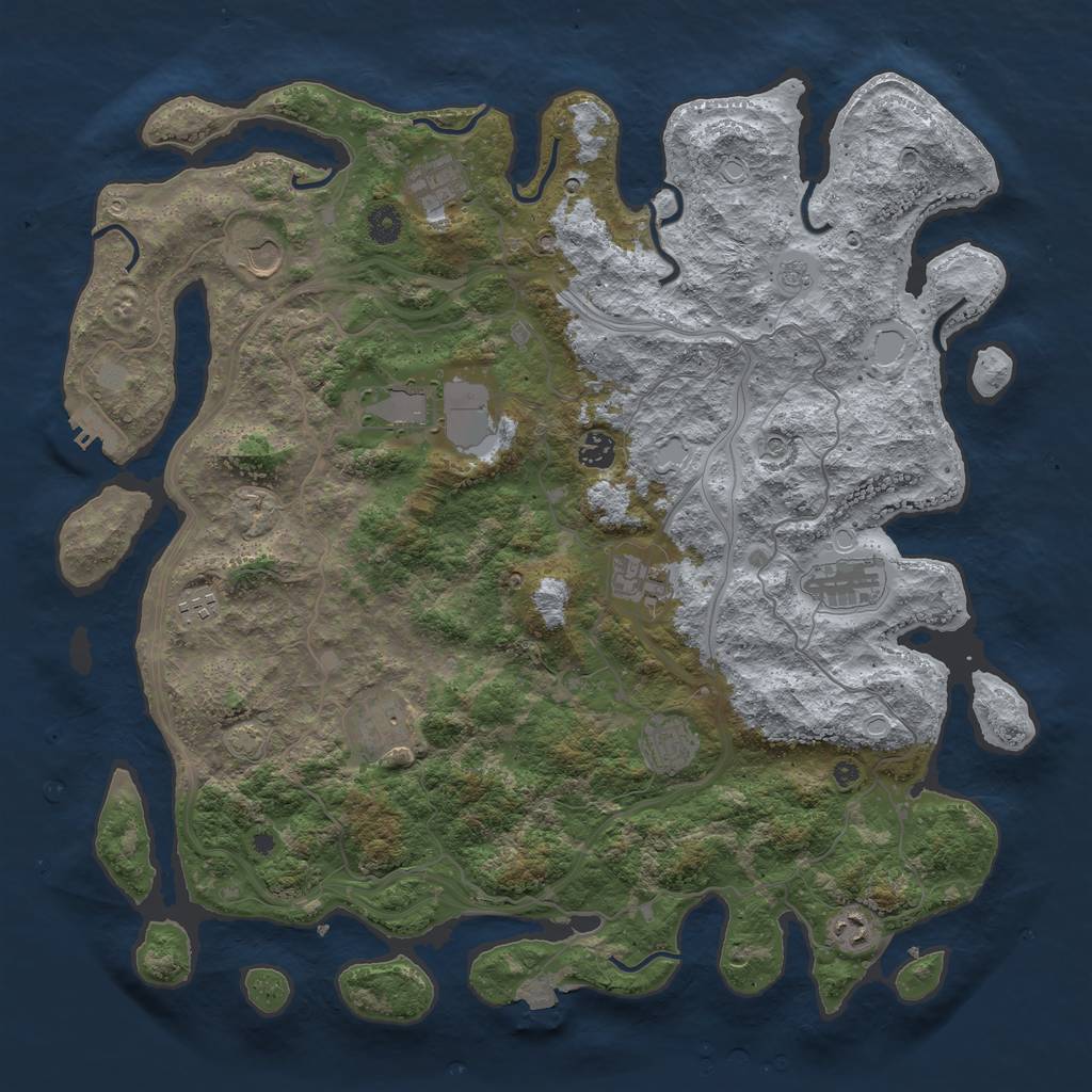 Rust Map: Procedural Map, Size: 4400, Seed: 58152918, 17 Monuments