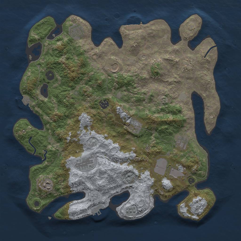 Rust Map: Procedural Map, Size: 3900, Seed: 27146591, 18 Monuments