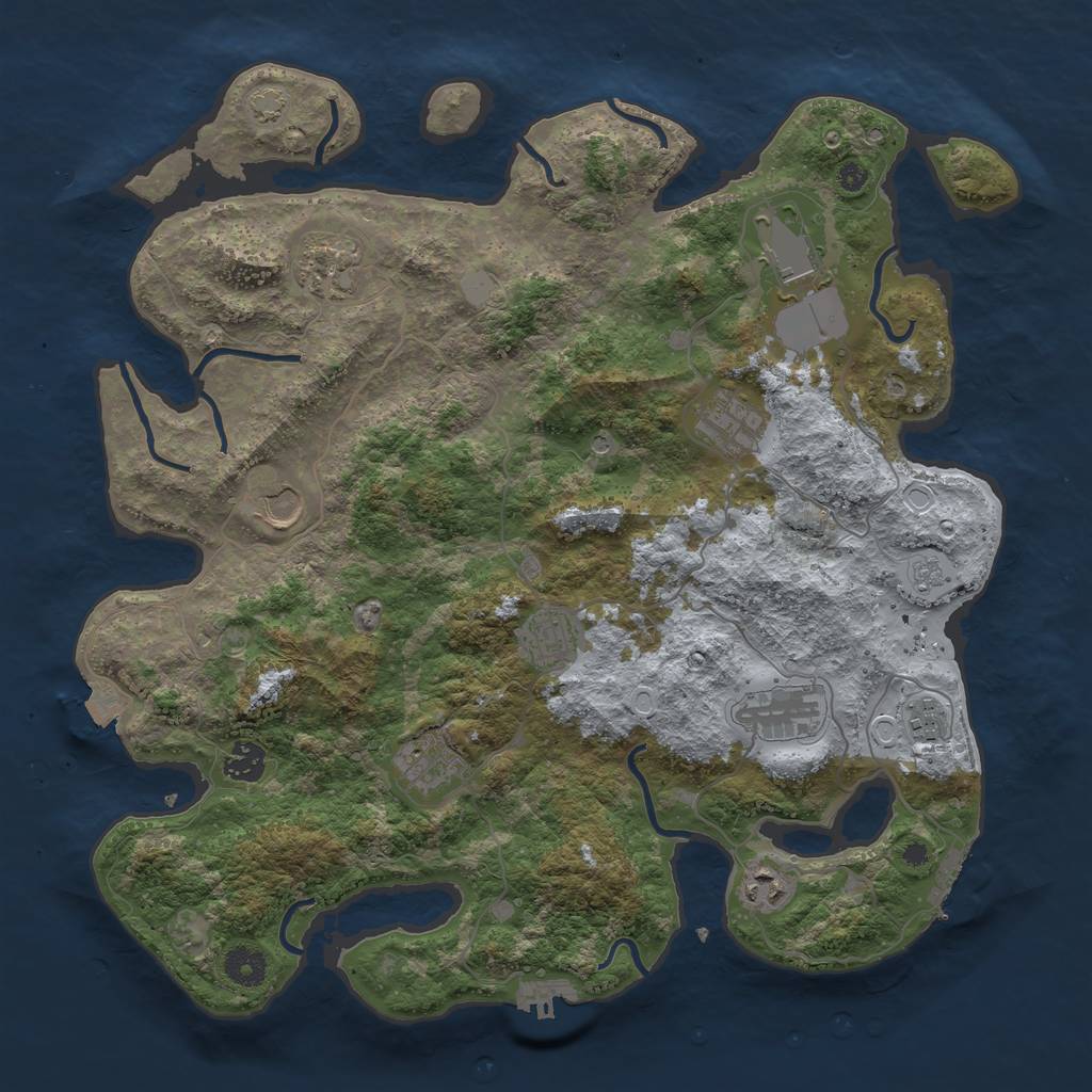 Rust Map: Procedural Map, Size: 3950, Seed: 30467886, 18 Monuments