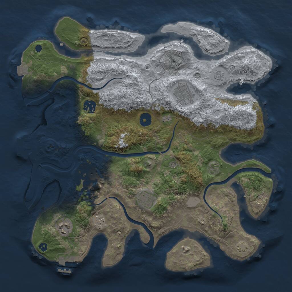 Rust Map: Procedural Map, Size: 3400, Seed: 11830791, 12 Monuments