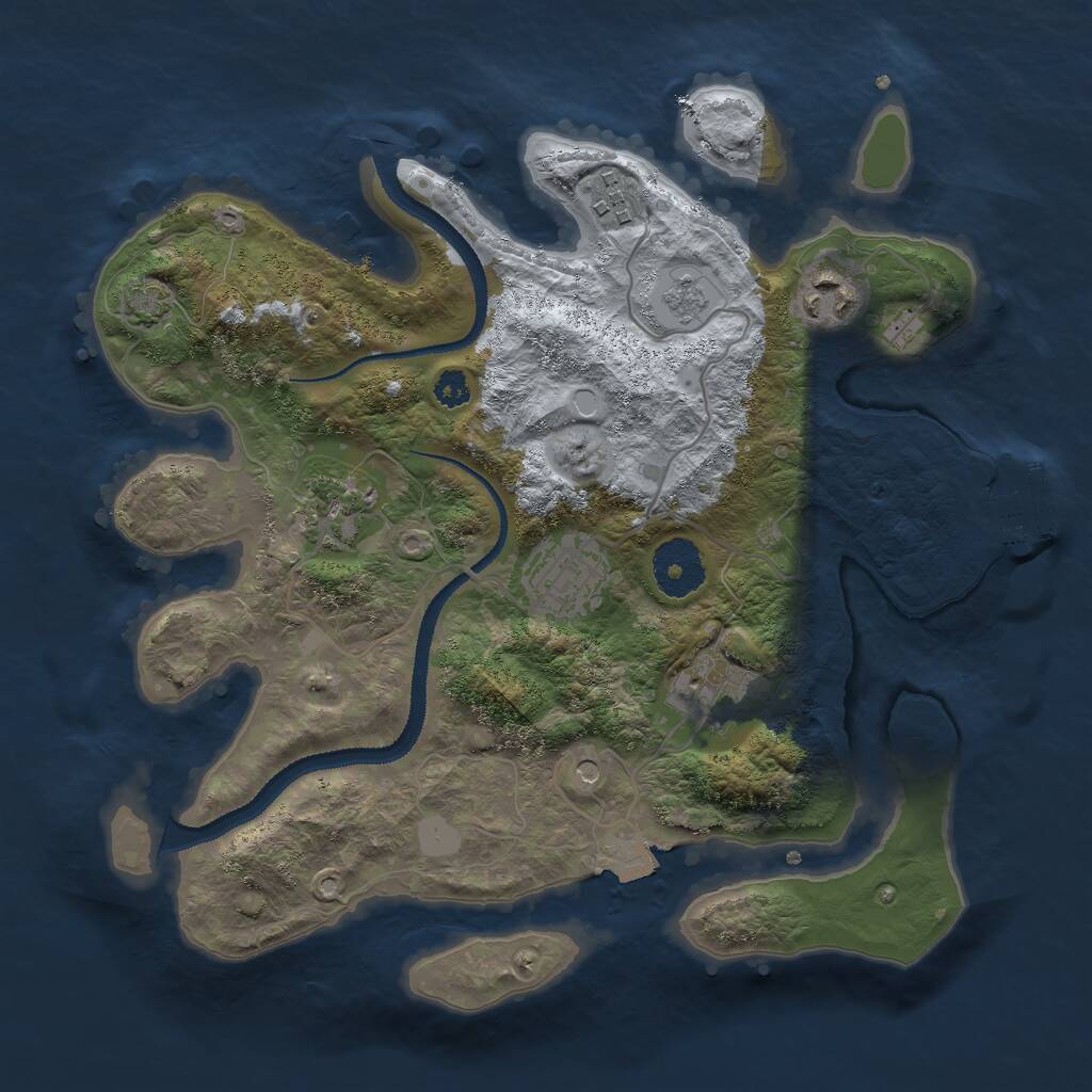 Rust Map: Procedural Map, Size: 3000, Seed: 22896, 10 Monuments