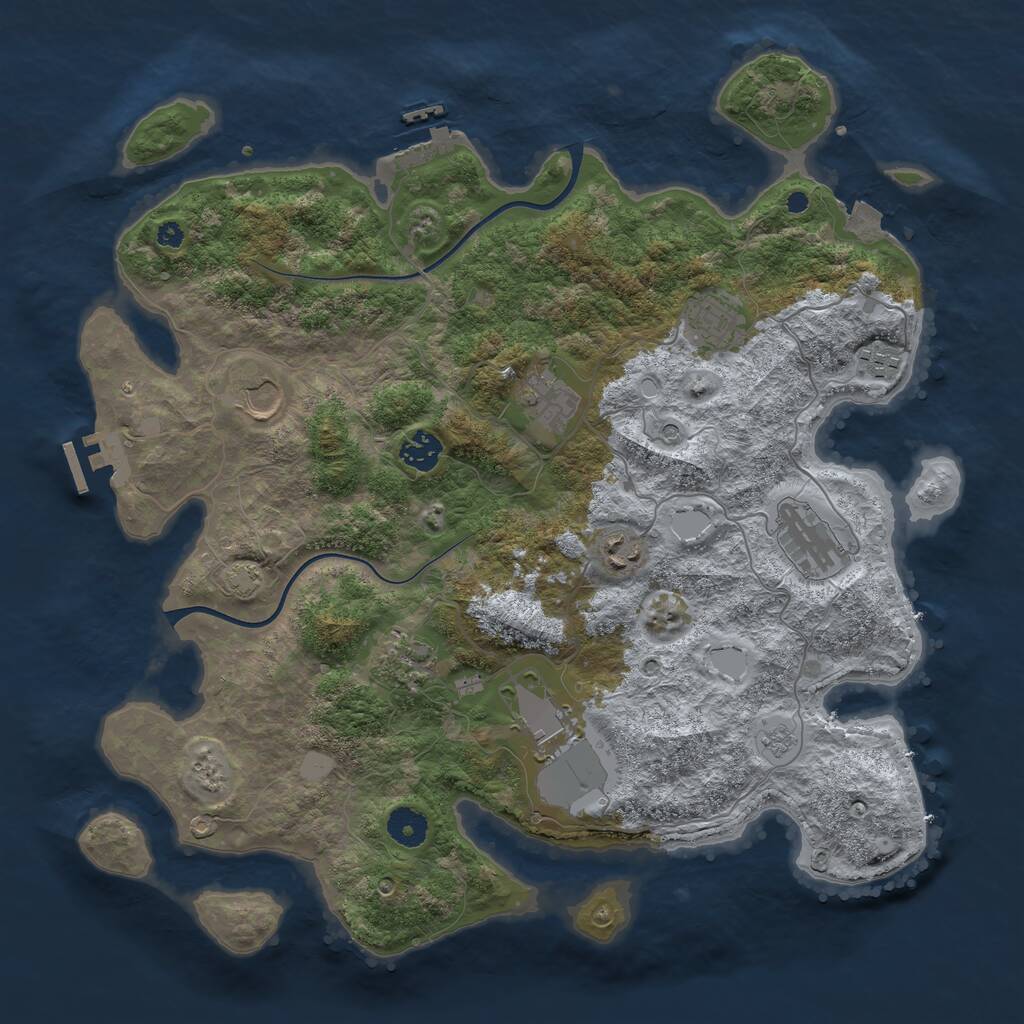 Rust Map: Procedural Map, Size: 3888, Seed: 1444, 15 Monuments