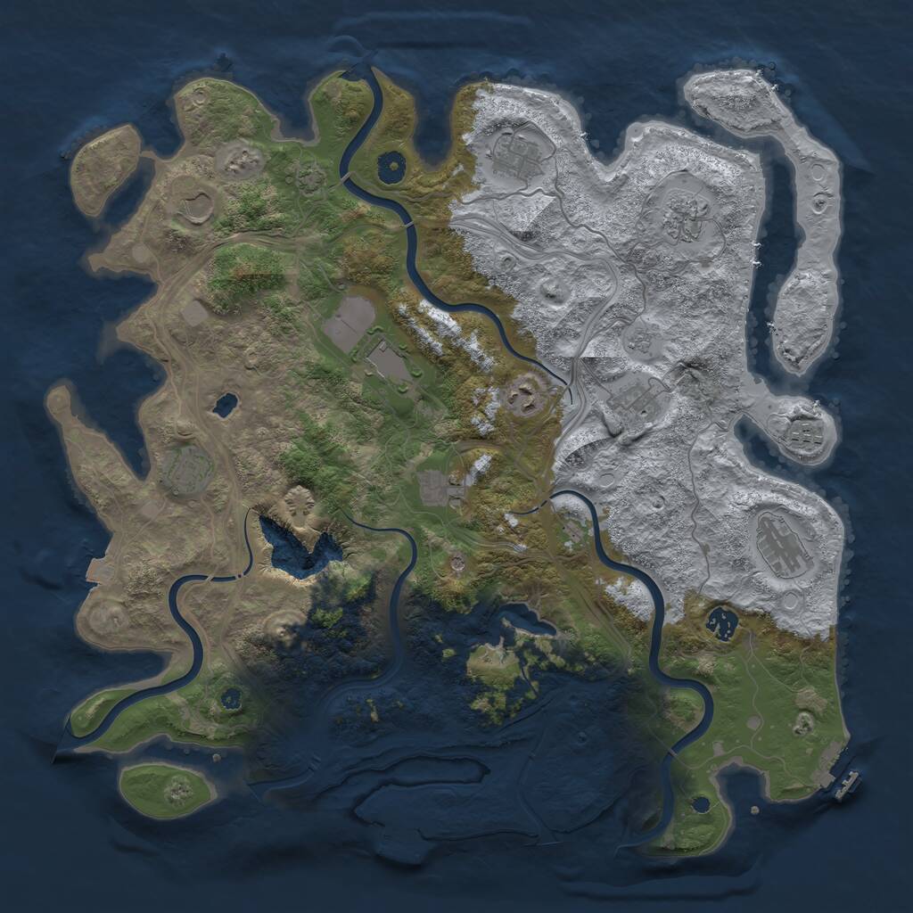 Rust Map: Procedural Map, Size: 4400, Seed: 8518037, 17 Monuments