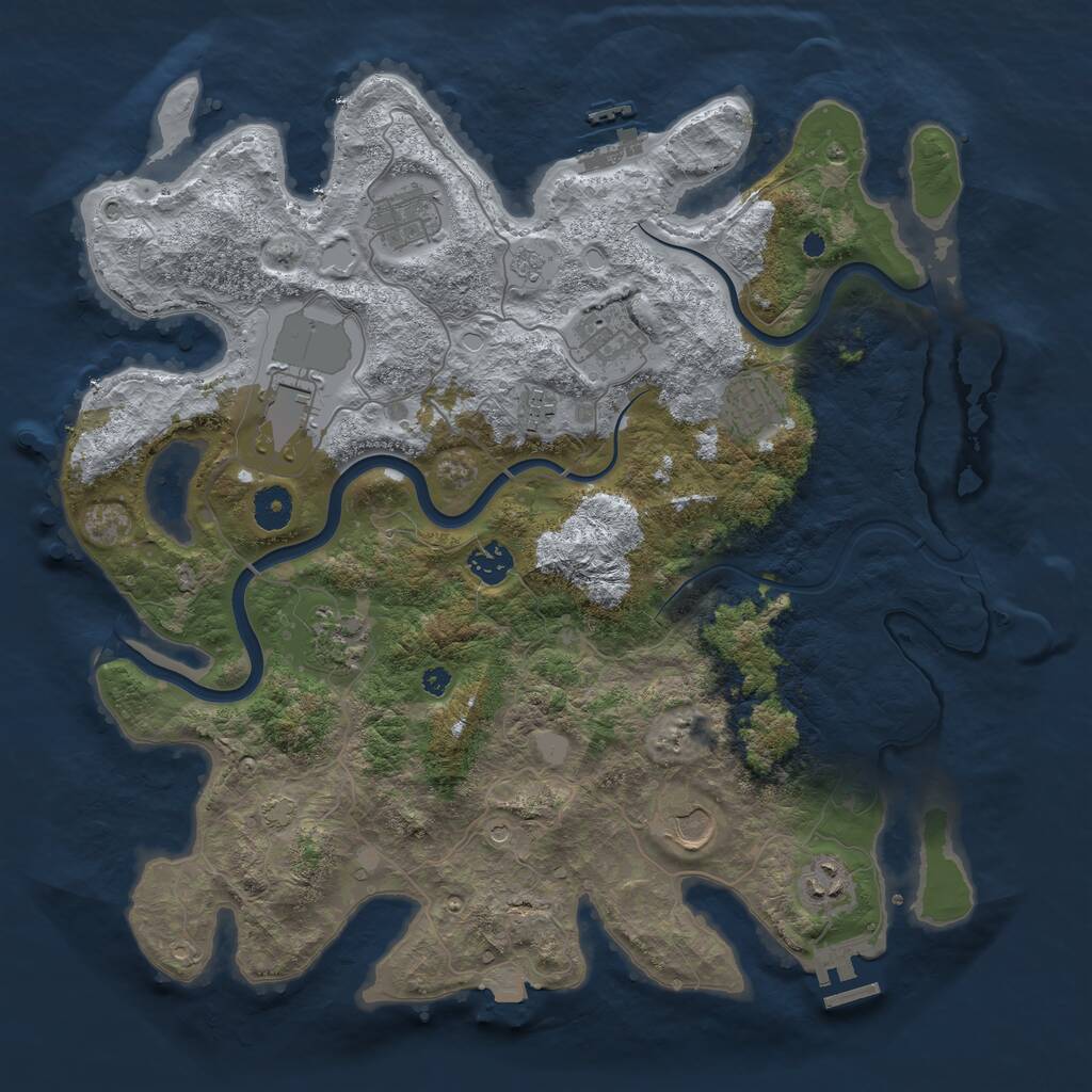 Rust Map: Procedural Map, Size: 3900, Seed: 3794511, 15 Monuments