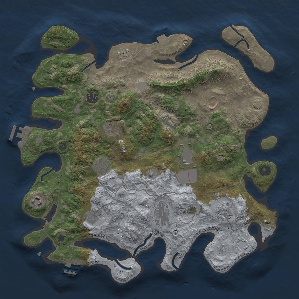 Rust Map: Procedural Map, Size: 3850, Seed: 87808605, 18 Monuments