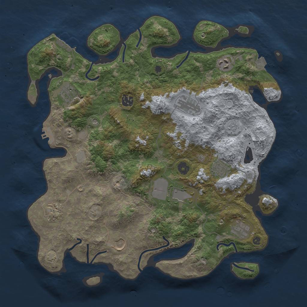 Rust Map: Procedural Map, Size: 3850, Seed: 81358308, 17 Monuments