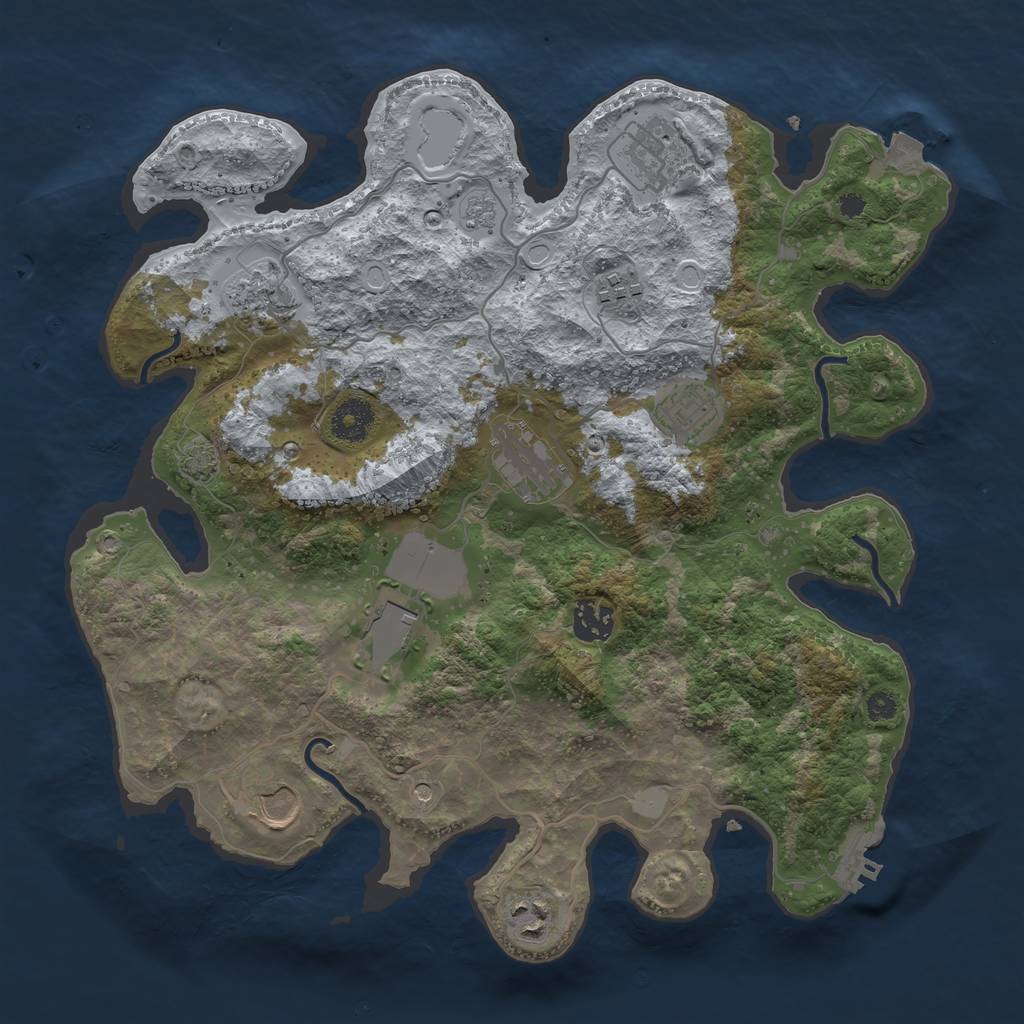 Rust Map: Procedural Map, Size: 3550, Seed: 61400865, 16 Monuments