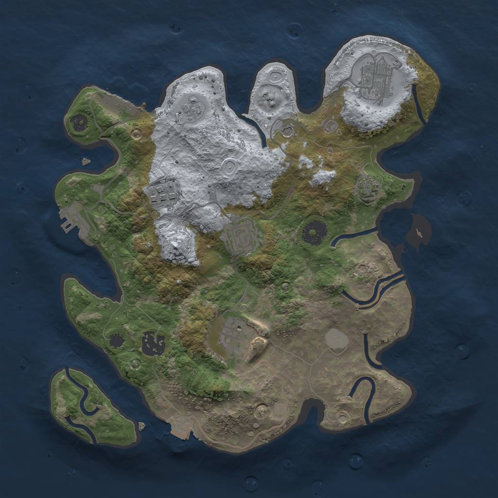 Rust Map: Procedural Map, Size: 3000, Seed: 928616841, 13 Monuments