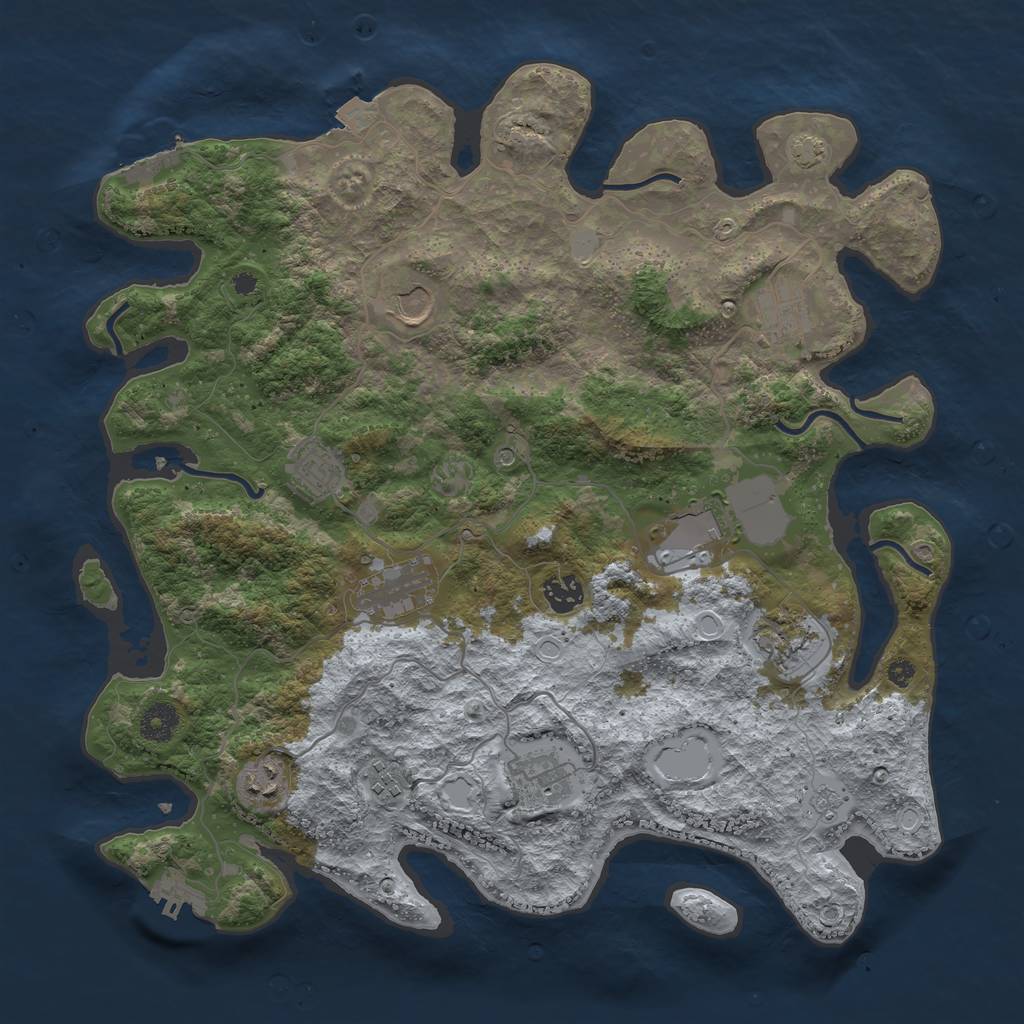 Rust Map: Procedural Map, Size: 3900, Seed: 94441918, 18 Monuments