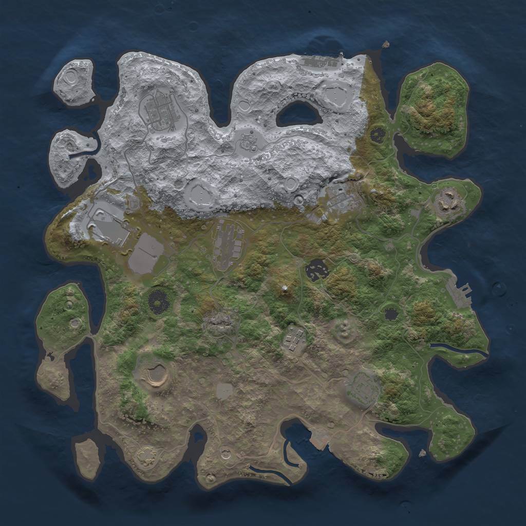 Rust Map: Procedural Map, Size: 3500, Seed: 18213, 17 Monuments
