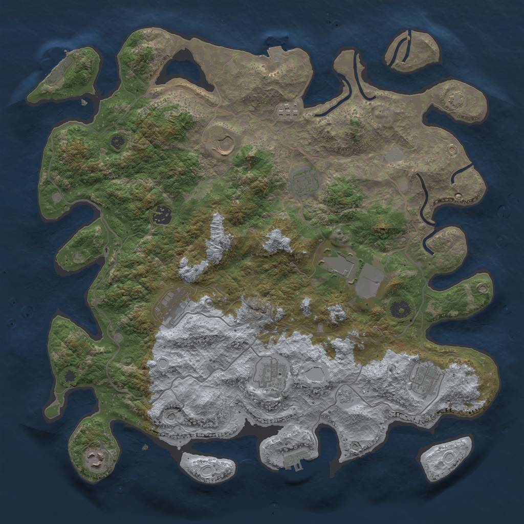 Rust Map: Procedural Map, Size: 4100, Seed: 96786544, 17 Monuments