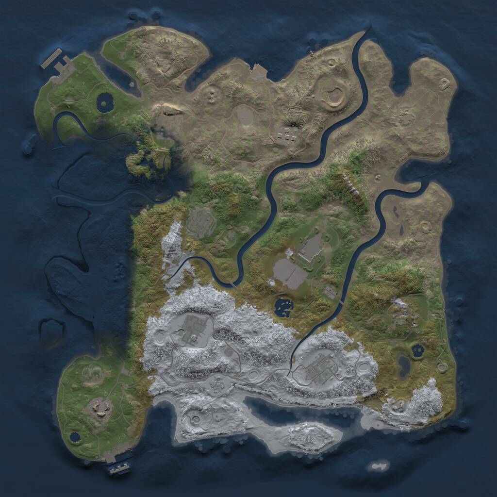 Rust Map: Procedural Map, Size: 3900, Seed: 88172741, 16 Monuments