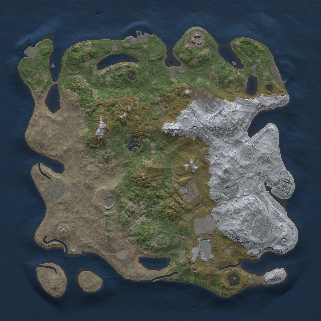 Rust Map: Procedural Map, Size: 3750, Seed: 94440480, 17 Monuments