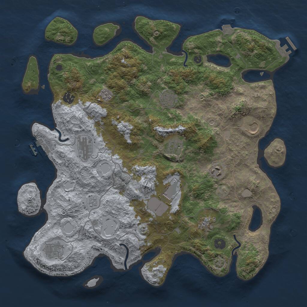 Rust Map: Procedural Map, Size: 4000, Seed: 54891682, 16 Monuments