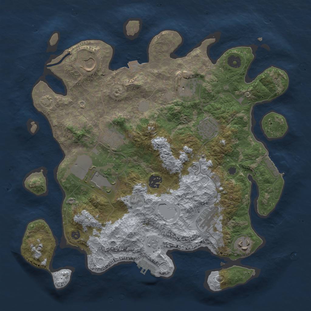 Rust Map: Procedural Map, Size: 3500, Seed: 39196846, 16 Monuments
