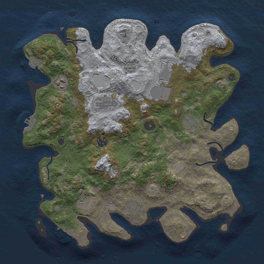 Rust Map: Procedural Map, Size: 3650, Seed: 96913273, 16 Monuments