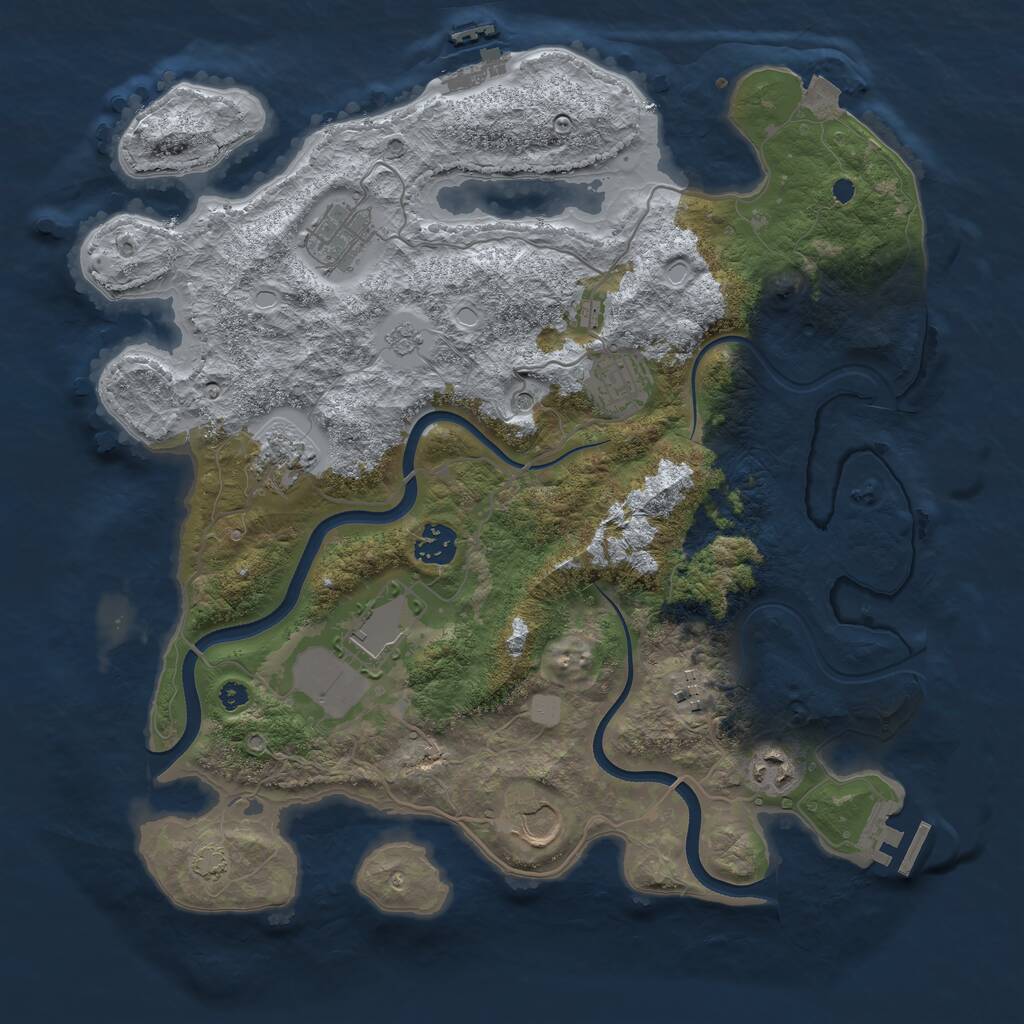 Rust Map: Procedural Map, Size: 3650, Seed: 36554204, 14 Monuments