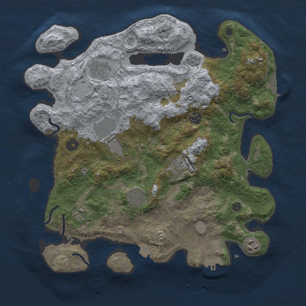 Rust Map: Procedural Map, Size: 3650, Seed: 36554204, 16 Monuments