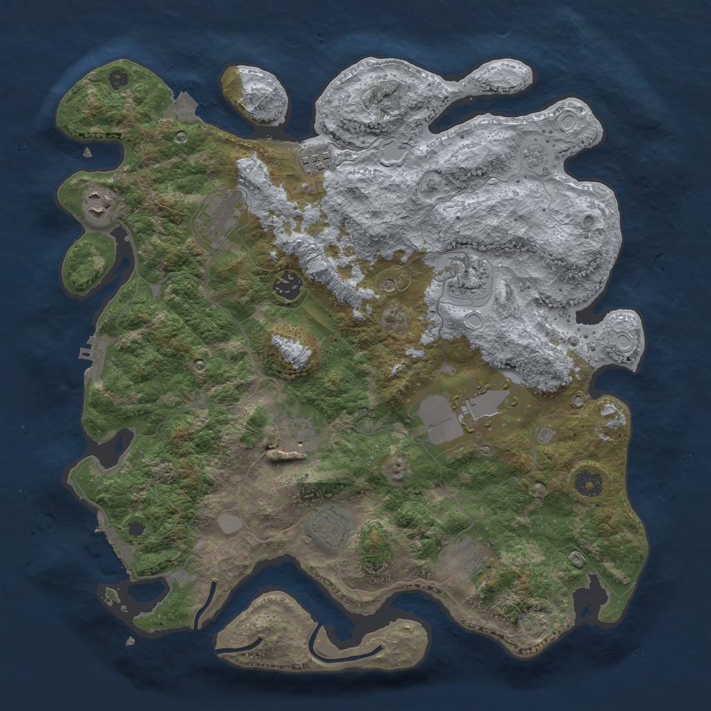 Rust Map: Procedural Map, Size: 3800, Seed: 27531858, 17 Monuments